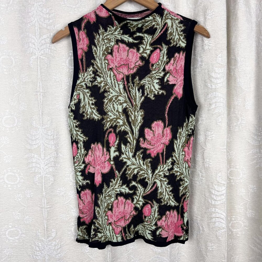 Scotch & Soda El Santo Camaleon stretch knit mock neck sleeveless sweater floral - Picture 2 of 8
